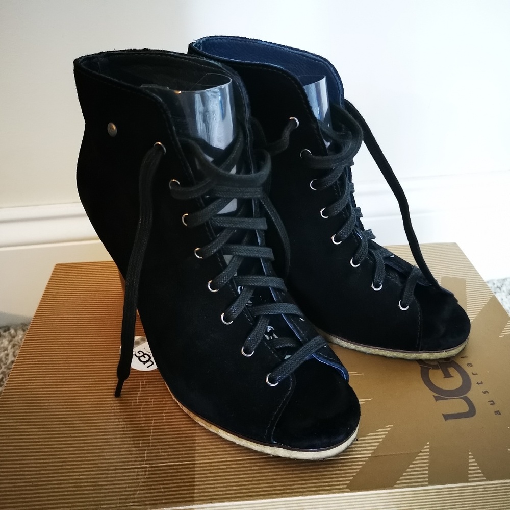 UGG high wedge heel lace-up sandals size 5